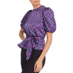 NWT aqua size small purple checked blouse